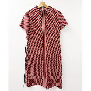 vintage McMullen Belted Dress diagonal stripe, central vertical stripe 1960s